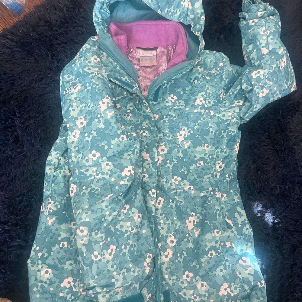 Columbia Teal Floral Hooded Jacket